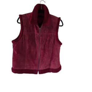 Source Unknown Deep Red Shearling Vest